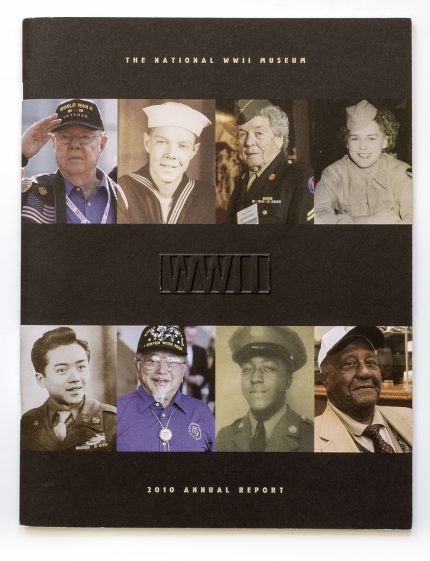 Annual report design for the WWII Museum in New Orleans.